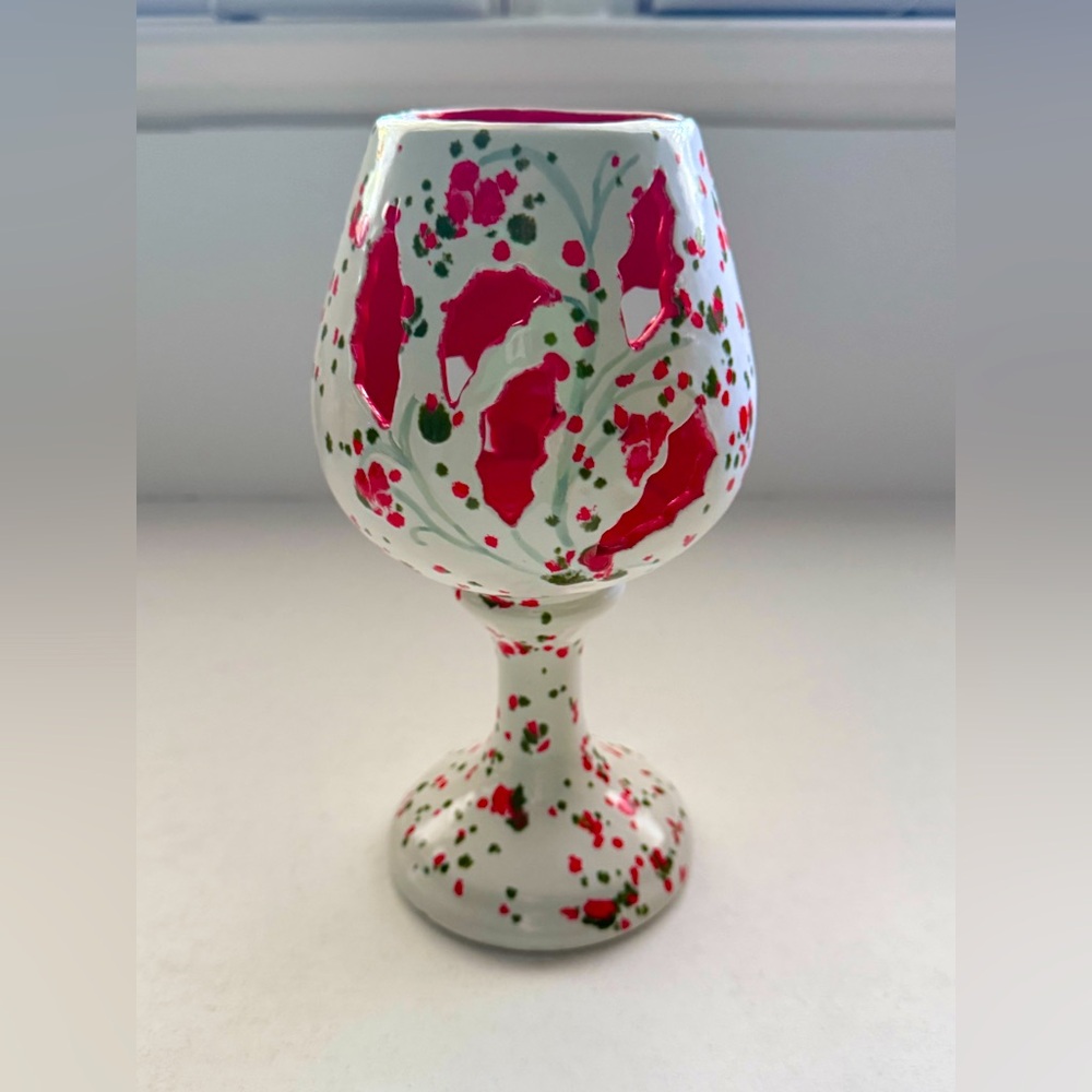 Vintage Ceramic Votive Candle Holder Splatterware Design‎